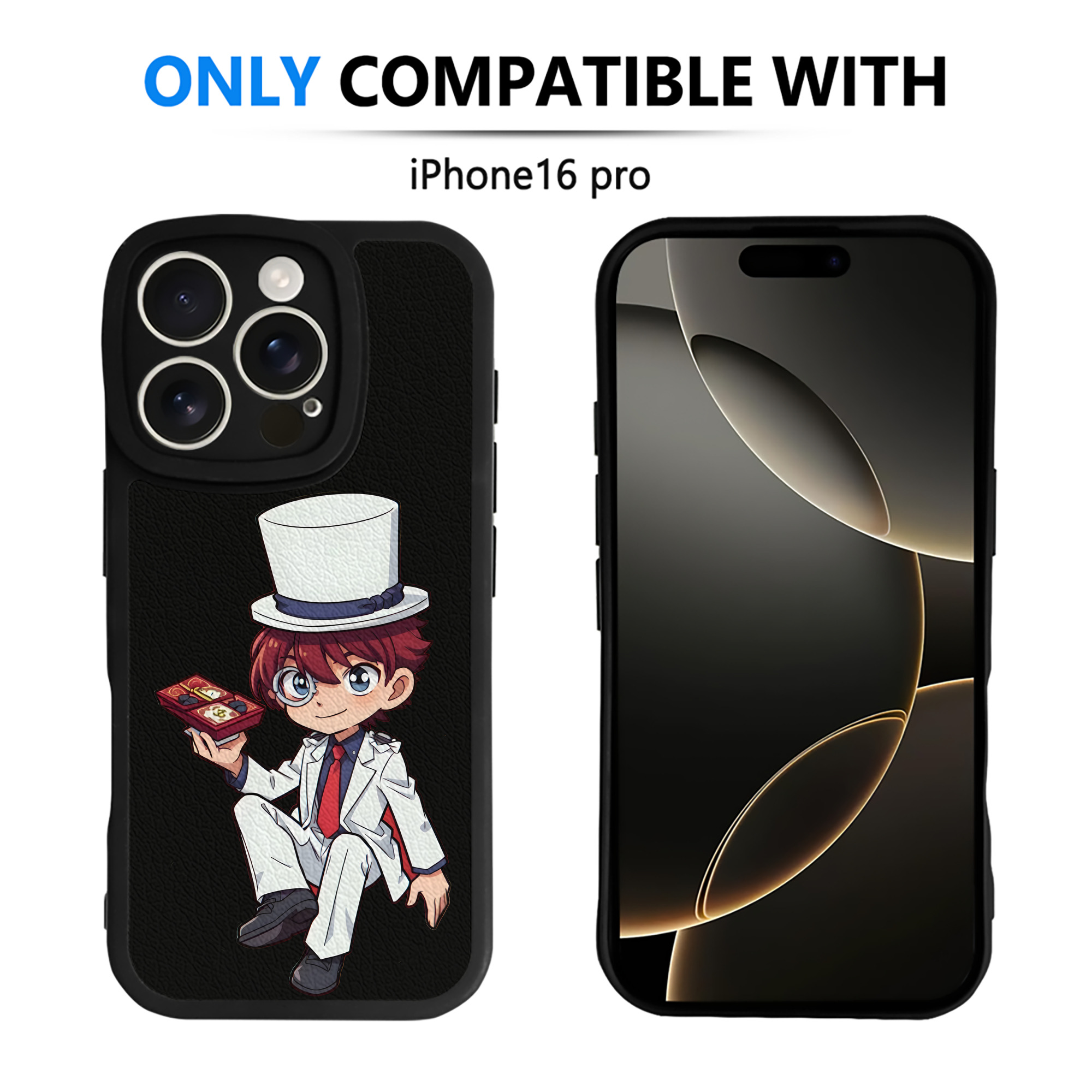 （画像用） 名探偵コナン くろば かいと Detective Conan Kuroba Kaito 【iPhone 16シリーズ対応】シリコンスマホケース（レザー調） 材質：シリコン